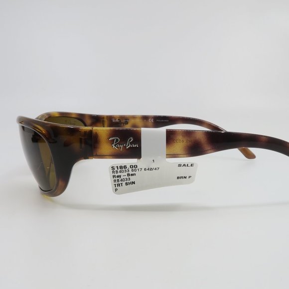 Ray-Ban RB 4033 642/47 60mm Brown Tortoise/Brown Polarized Wrap New Sunglasses - Picture 6 of 8